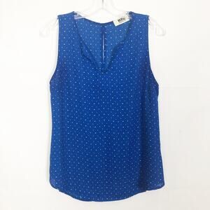 Verse Blue Chiffon Novelty Heart Print Sleeveless Top Size Small